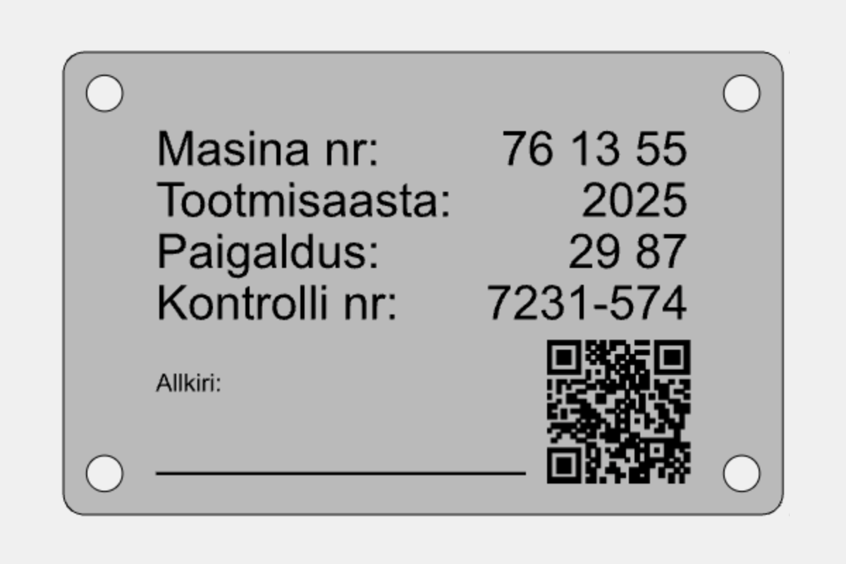 Roostevabast terasest masinaplaat