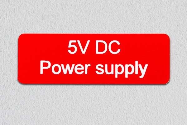 Red Engraved Plastic Power Supply Sign