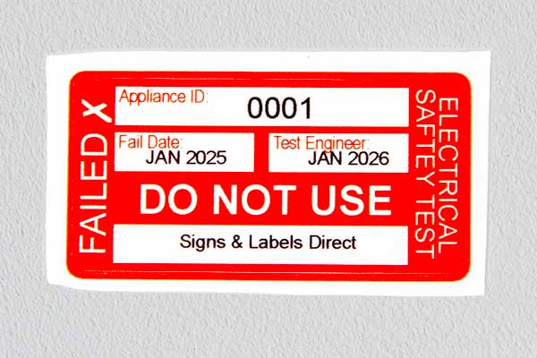 Safety Test Failed Sticker