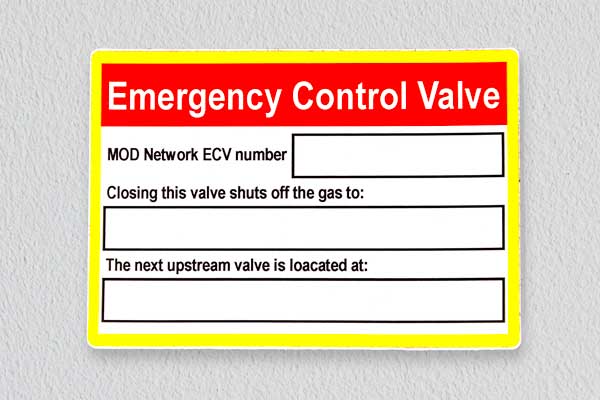 Emergency Control Valve Sticker